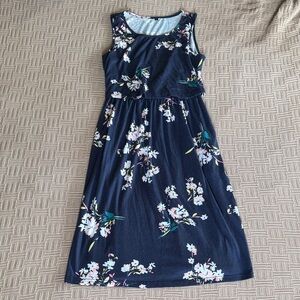 95% Cotton Maternity Dress Navy Floral Sleeveless